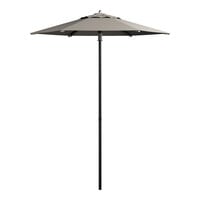 Lancaster Table & Seating 6' Round Fog Gray Push Lift Black Aluminum Umbrella