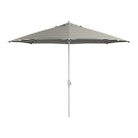 Lancaster Table & Seating 11' Round Black and White Stripe Crank Lift Silver Aluminum Umbrella