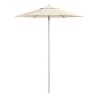 Lancaster Table & Seating 6' Round Shell Beige Push Lift Silver Aluminum Umbrella