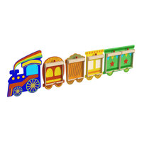 Flash Furniture Bright Beginnings 156" x 40" Wooden 5-Panel Train STEAM Wall System