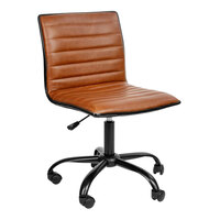 Flash Furniture Alan Ribbed Vinyl Low-Back Designer Swivel Office Chair / Task Chair with Base