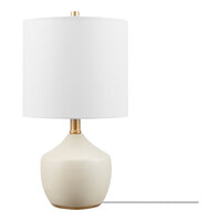 Globe Novogratz 16 1/2" Glam Cream Ceramic Table Lamp with Brass Accents - 120V, 60W