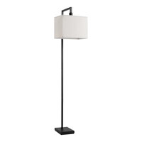 Globe 60" Modern Matte Black Floor Lamp with Square Beige Fabric Shade - 120V, 60W