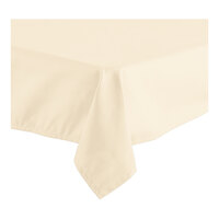 Oxford 54" x 120" Rectangular Ivory 100% Spun Polyester Hemmed Cloth Table Cover - 12/Case