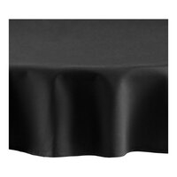 Oxford 120" Round Black 100% Spun Polyester Hemmed Edge Cloth Table Cover - 12/Case