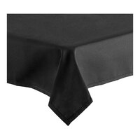 Oxford 72" x 72" Square Black 100% Spun Polyester Hemmed Cloth Table Cover - 12/Case
