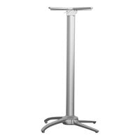 NOROCK Terrace 27" x 27" Metallic Silver Powder-Coated Aluminum Self-Stabilizing Outdoor / Indoor Bar Height Nesting Table Base