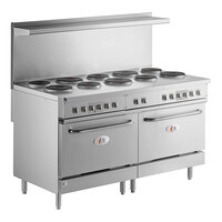 Cooking Performance Group ER60-240-1 60" 10-Burner Electric Range with 2 Standard Ovens - 240V, 1 Phase