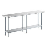 Regency 18" x 84" 18 Gauge 304 Stainless Steel Commercial Work Table with Galvanized Legs and Undershelf