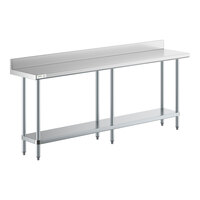 Regency 18" x 84" 18 Gauge 304 Stainless Steel Commercial Work Table with 4" Backsplash, Galvanized Legs, and Undershelf