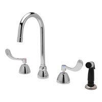 Zurn Elkay Z831B4-XL-ICT-HS AquaSpec 2.2 GPM Deck-Mount Faucet with 8" Centers, 5 3/8" Gooseneck Spout, 4" Wrist Handles, Spray Hose, and Ceramic Cartridges