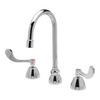 Zurn Elkay Z831B4-XL-4F-G AquaSpec 2.2 GPM Deck-Mount Faucet with 5 3/8" Gooseneck Spout, 4" Wrist Handles, 1 1/4" Strainer, and Ceramic Cartridges