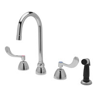 Zurn Elkay Z831B4-XL-ICT-HS-4F AquaSpec 2.2 GPM Deck-Mount Laminar Flow Faucet with 8" Centers, 5 3/8" Gooseneck Spout, 4" Wrist Handles, Spray Hose, and Ceramic Cartridges