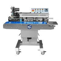 Sealer Sales Horizontal Semi-Automatic Free-Standing Right-Feed Band Sealer with Tilt Head and Color Ribbon FRS-1120W - 110V