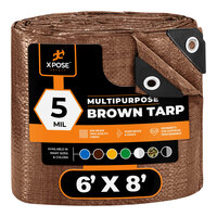 Xpose Safety 6' x 8' Brown Weather-Resistant 5 Mil Multipurpose Polyethylene Tarp BRT-68-X