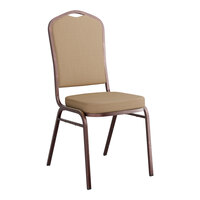 Lancaster Table & Seating Tan Fabric Crown Back Stackable Banquet Chair with Copper Vein Frame