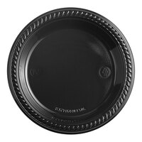 Choice 6" Black Plastic Plate - 125/Pack