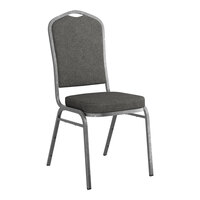 Lancaster Table & Seating Gray Fabric Crown Back Stackable Banquet Chair with Silver Vein Frame