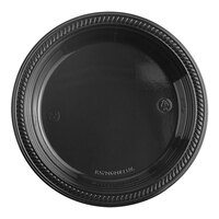 Choice 7" Black Plastic Plate - 125/Pack