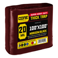 Core Tarps 100' x 100' Maroon / Black Extreme Heavy-Duty Weatherproof 20 Mil Poly Tarp with Reinforced Edges CT707100X100
