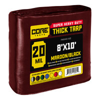 Core Tarps 8' x 10' Maroon / Black Extreme Heavy-Duty Weatherproof 20 Mil Poly Tarp with Reinforced Edges CT7078X10