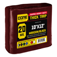 Core Tarps 10' x 12' Maroon / Black Extreme Heavy-Duty Weatherproof 20 Mil Poly Tarp with Reinforced Edges CT70710X12