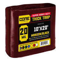 Core Tarps 10' x 20' Maroon / Black Extreme Heavy-Duty Weatherproof 20 Mil Poly Tarp with Reinforced Edges CT70710X20