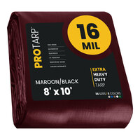 ProTarp 8' x 10' Maroon / Black Extra Heavy-Duty Weatherproof 16 Mil Poly Tarp with Reinforced Edges PT1078X10