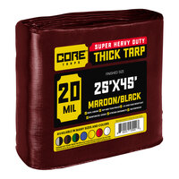 Core Tarps 25' x 45' Maroon / Black Extreme Heavy-Duty Weatherproof 20 Mil Poly Tarp with Reinforced Edges CT70725X45