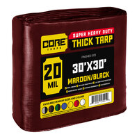 Core Tarps 30' x 30' Maroon / Black Extreme Heavy-Duty Weatherproof 20 Mil Poly Tarp with Reinforced Edges CT70730X30
