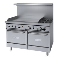 Garland GF48-2G36LL Natural Gas 2 Burner 48" Range with Flame Failure Protection, 36" Griddle, and 2 Space Saver Ovens - 170,000 BTU