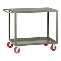 Little Giant 30" x 60" x 36 1/2" 2-Shelf Flush Top Welded Steel Service Cart with 6" Polyurethane Wheels LG-3060-6PY