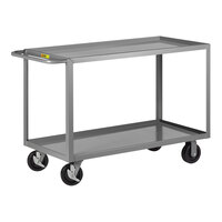 Little Giant 30" x 48" x 36" Heavy-Duty Lipped 2-Shelf Steel Truck with 6" Phenolic Wheels with Brakes 2GL-3048-6PHBK