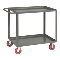 Little Giant 30" x 60" x 36 1/2" Lipped 2-Shelf Welded Steel Service Cart with 6" Polyurethane Wheels LGL-3060-6PY