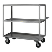 Little Giant 30" x 60" x 46 1/2" Heavy-Duty Lipped 3-Shelf Steel Truck with 6" Phenolic Wheels 3ML-3060-6PH