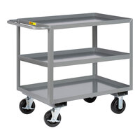 Little Giant 30" x 48" x 36" Heavy-Duty Lipped 3-Shelf Steel Truck with 6" Phenolic Wheels with Brakes 3GL-3048-6PHBK