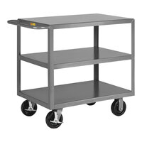 Little Giant 30" x 48" x 36" Heavy-Duty 3-Shelf Steel Truck with 6" Phenolic Wheels with Brakes 3G-3048-6PHBK