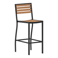 Flash Furniture Lark Natural Faux Teak Slat Stackable Barstool