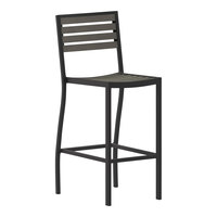 Flash Furniture Lark Gray Wash Faux Teak Slat Stackable Barstool