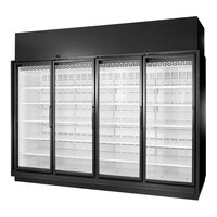 True TRM4M-NY-BLK-WHT-1BLKLLLL-4 128 3/8" Black Refrigerated Glass Door Merchandiser with LED Lighting - Left Unit