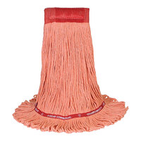 O-Cedar Commercial 97593 24 oz. Large Orange Rayon / Synthetic Blend Looped End Shrinkless Mop Head with 5" Band - 12/Case