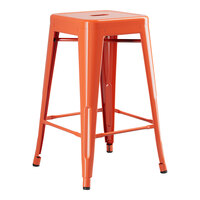 Lancaster Table & Seating Alloy Series Amber Orange Outdoor Backless Counter Height Stool