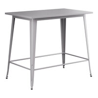 Lancaster Table & Seating Alloy Series 48" x 30" Rectangular Nickel Gray Bar Height Outdoor Table