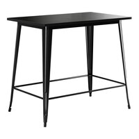 Lancaster Table & Seating Alloy Series 48" x 30" Rectangular Onyx Black Bar Height Outdoor Table