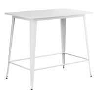 Lancaster Table & Seating Alloy Series 48" x 30" Rectangular Pearl White Bar Height Outdoor Table