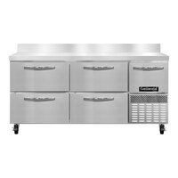 Continental Refrigerator FA68NBS-D 68" Extra-Deep Worktop Freezer with Backsplash, 4 Drawers, and 1 Half Door - 12 Cu. Ft.