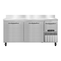 Continental Refrigerator FA68NBS 68" Extra-Deep Worktop Freezer with Backsplash, 2 Full Doors, and 1 Half Door - 22 Cu. Ft.