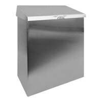 Hospeco ND-1E Stainless Steel Surface-Mounted Sanitary Napkin Receptacle with Hinged Bottom