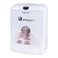 Hospeco Evogen EVNT-CWR White ABS Surface-Mounted No-Touch Dual Access Sanitary Napkin Receptacle and Disposal Bag Dispenser