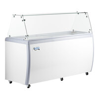 Avantco ADC-GEL-13F 71" Customizable Vinyl 13 Pan Gelato Dipping Cabinet with Flat Sneeze Guard and Pans